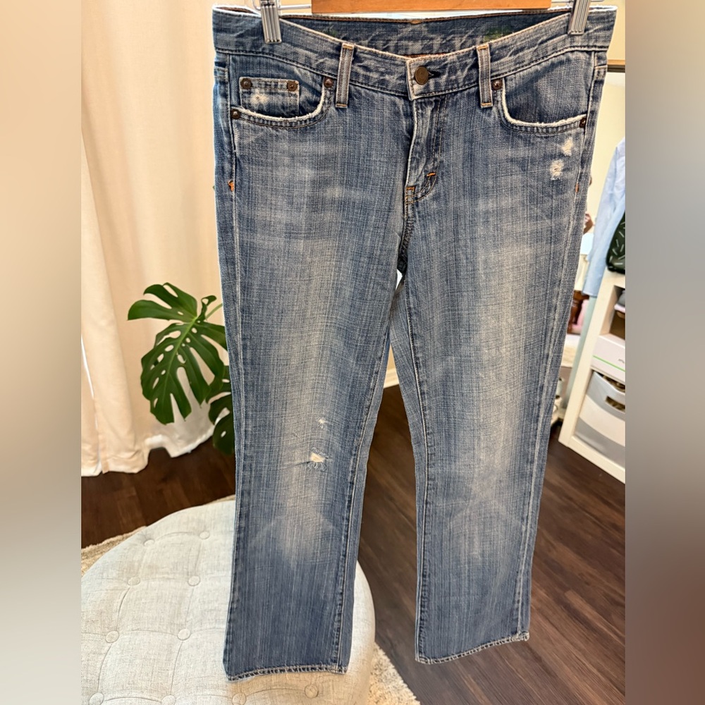 J Crew High Rise Wide leg Bootcut Jeans Size 28 Light Wash SOFT 100% Cotton💎USA - Picture 7 of 7